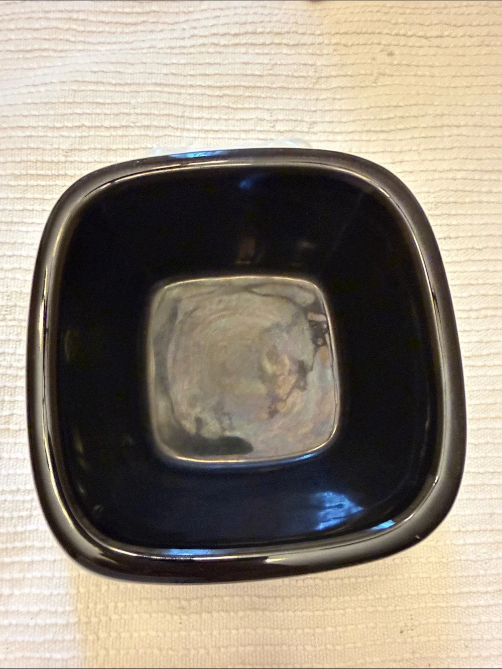 Black Ceramic Dog Bowl with White Bone Accent -cleaned and sanitized